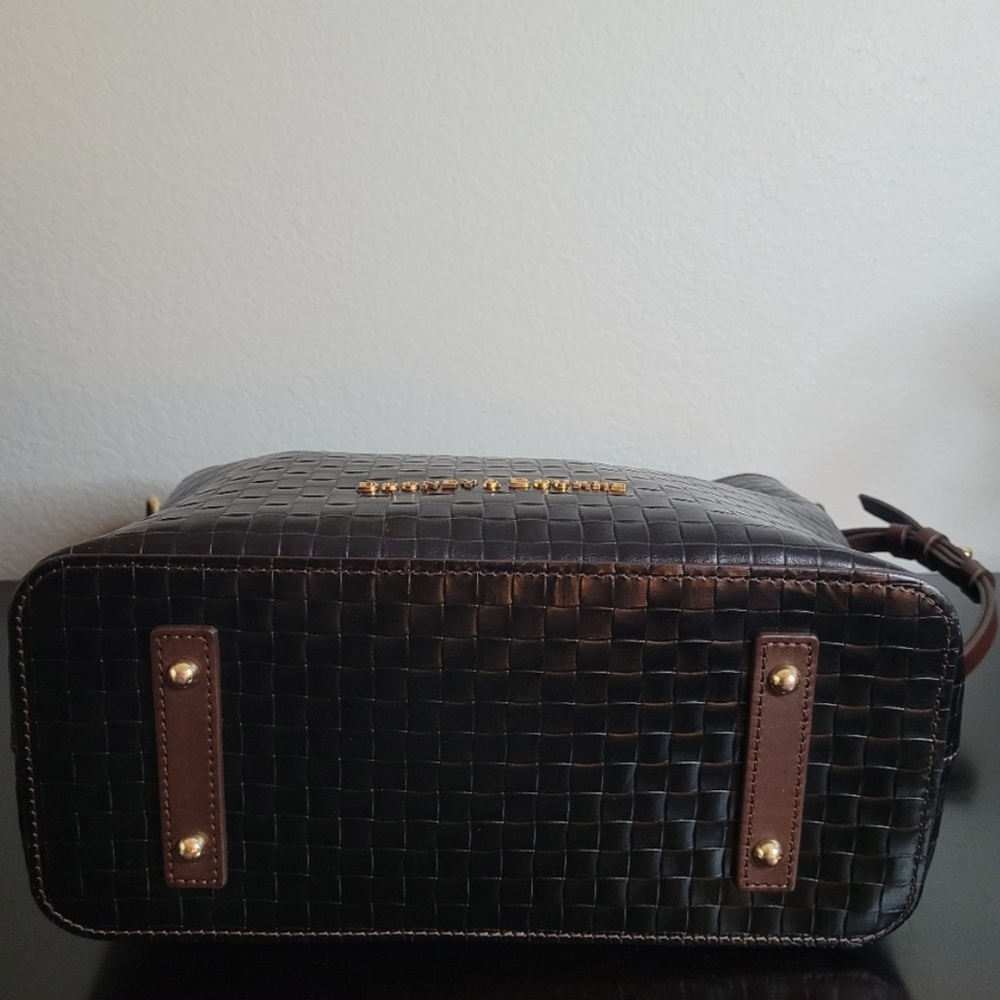Dooney & Bourke Black Woven Leather Tote with Brown Accents - Picture 6 of 16